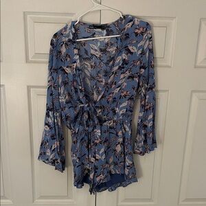 Ina Blue Floral Wrap Romper